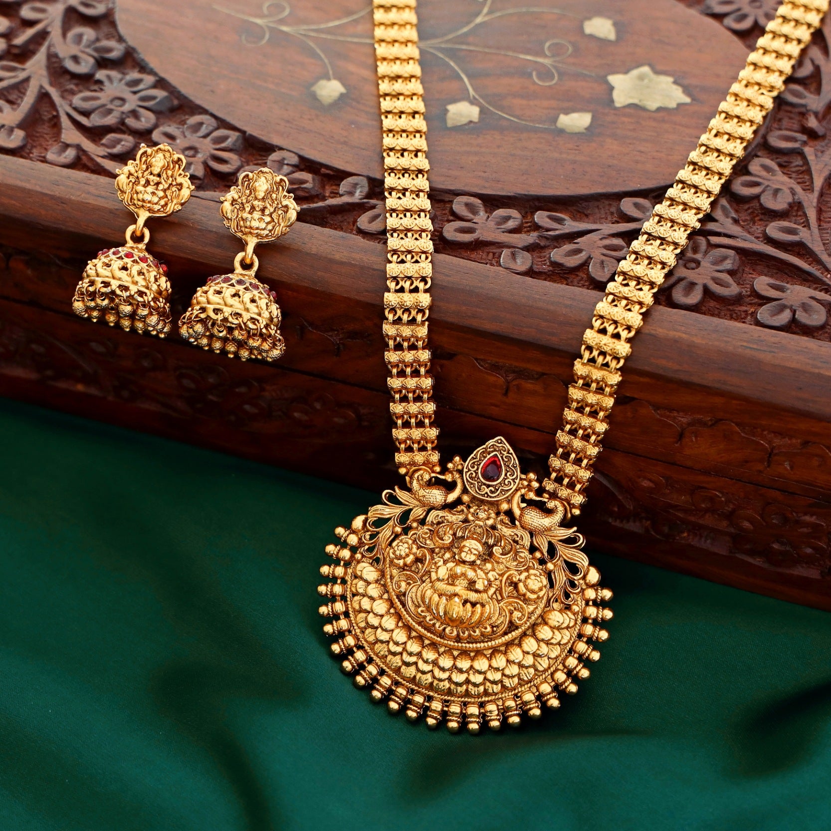 Anvika Lakshmi Long Haram With Jhumka