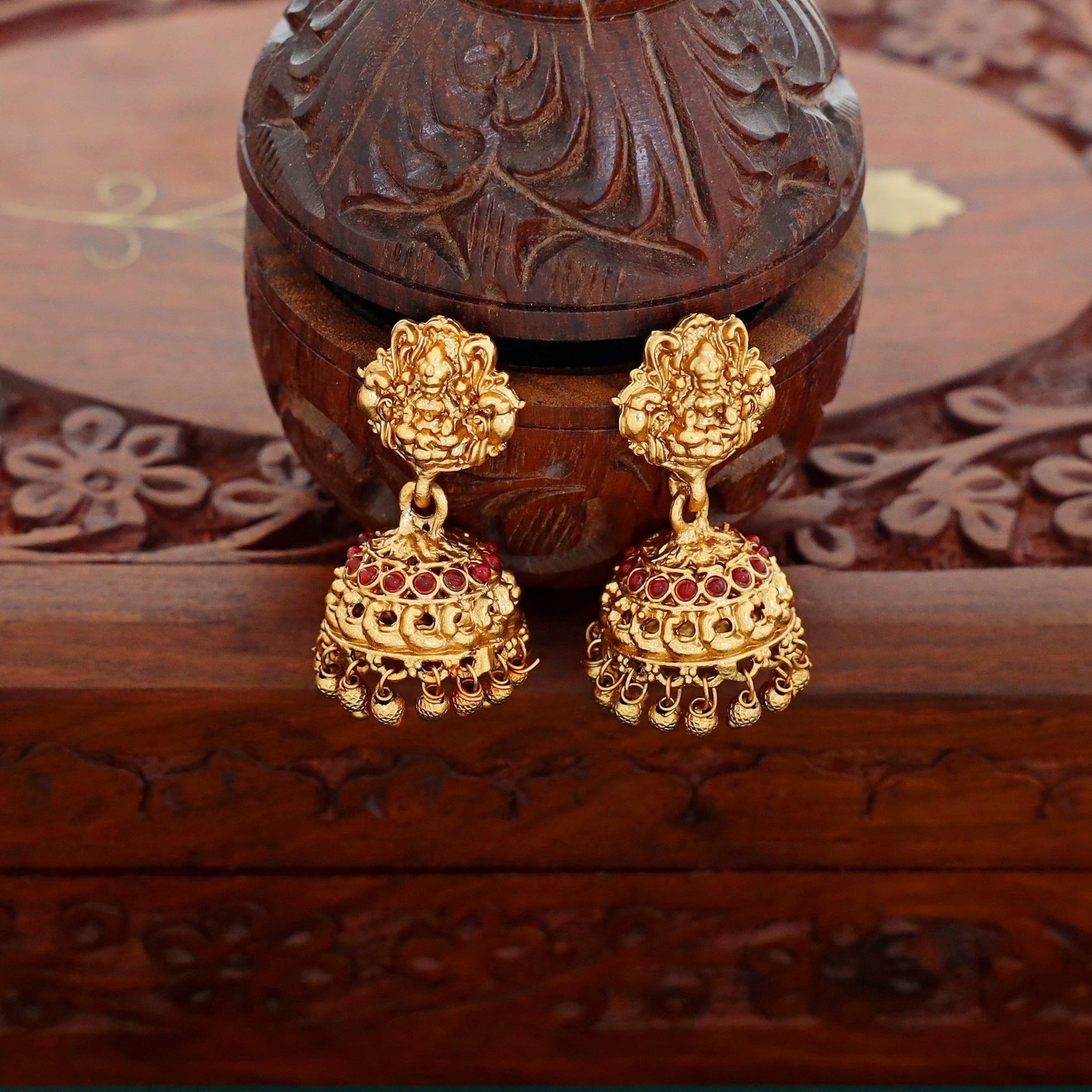 Mahalakshmi Ball Pendant Long Haram With Jhumka