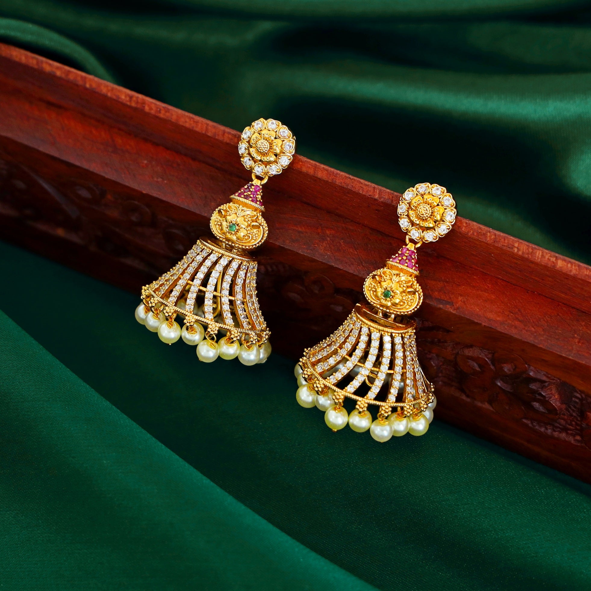 Kashvi Golden Pearl Jhumka
