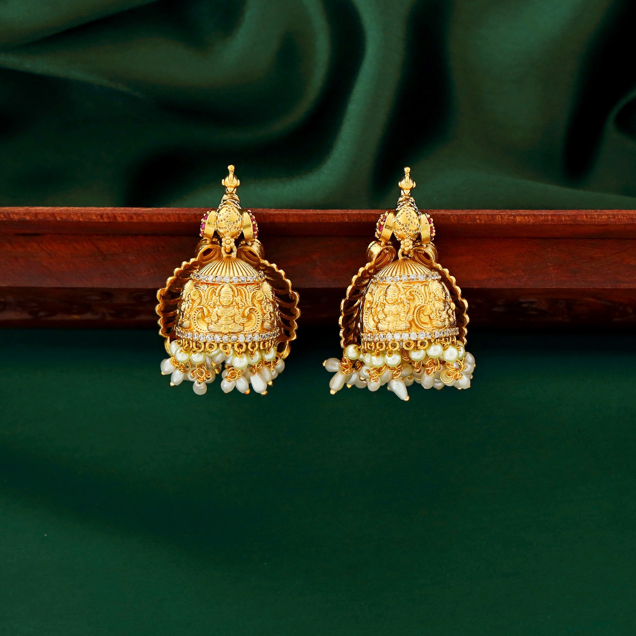 Lavanya Peacock Rice Pearl Jhumka