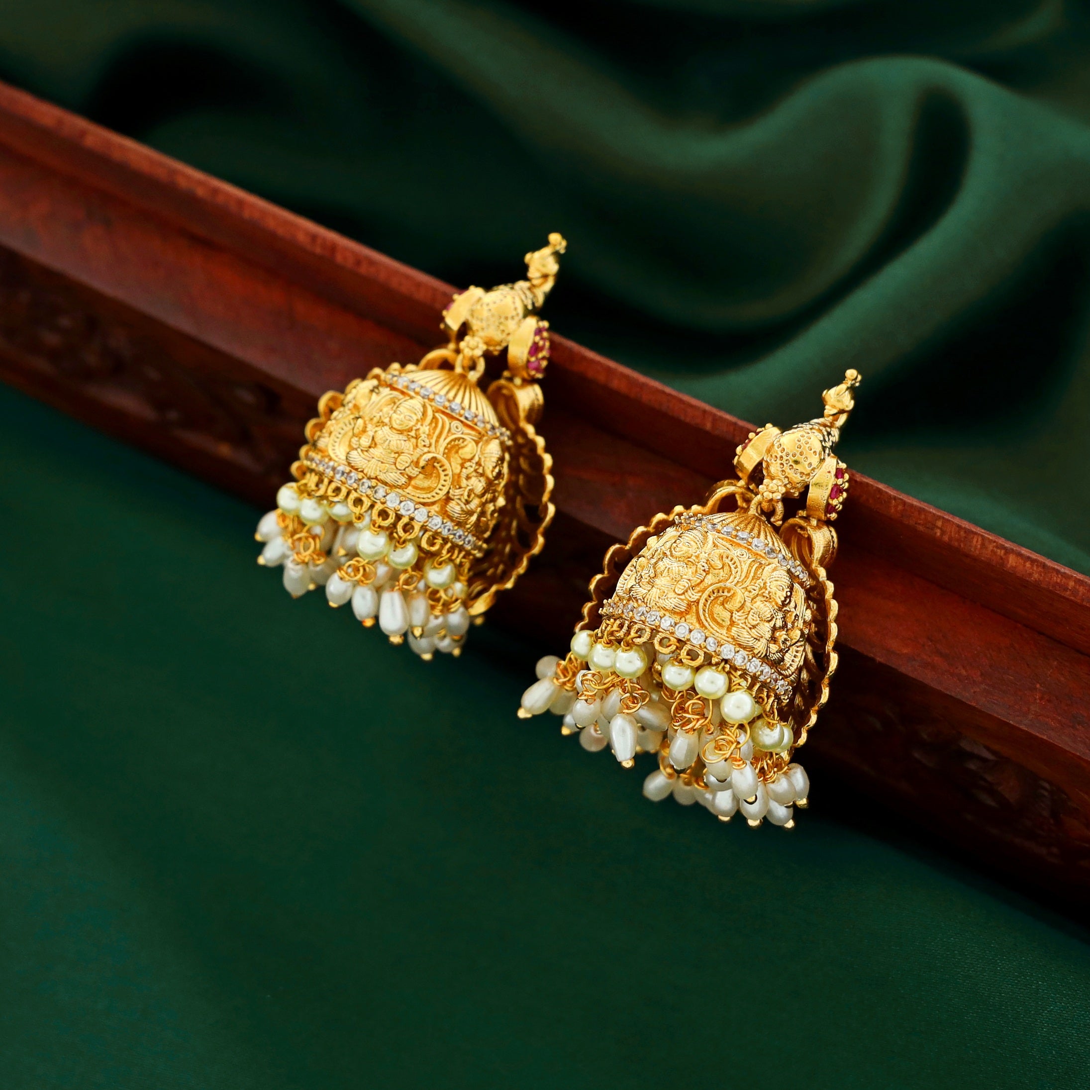 Lavanya Peacock Rice Pearl Jhumka