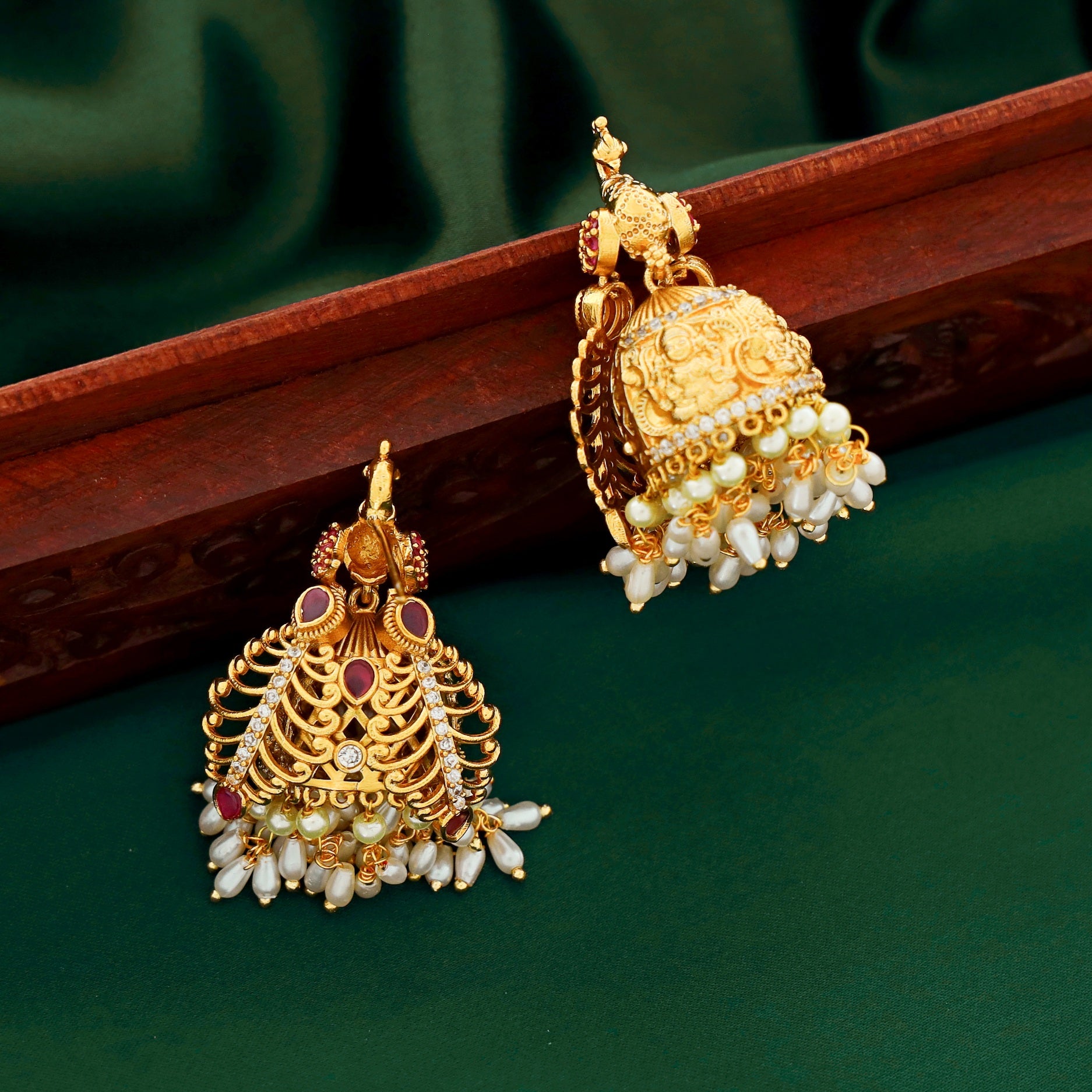 Lavanya Peacock Rice Pearl Jhumka