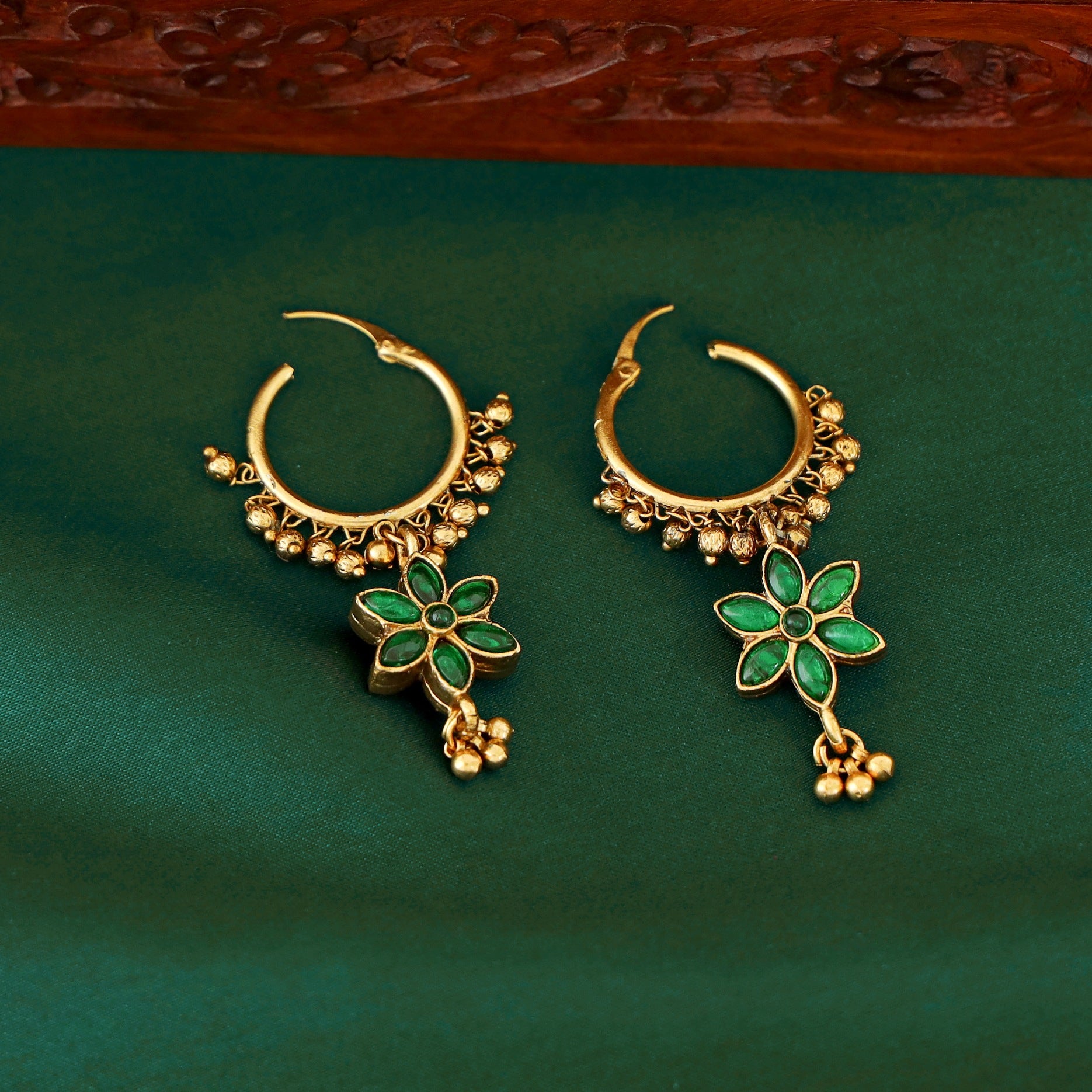 Kriti Floral Beads Reversible Hoop Earring