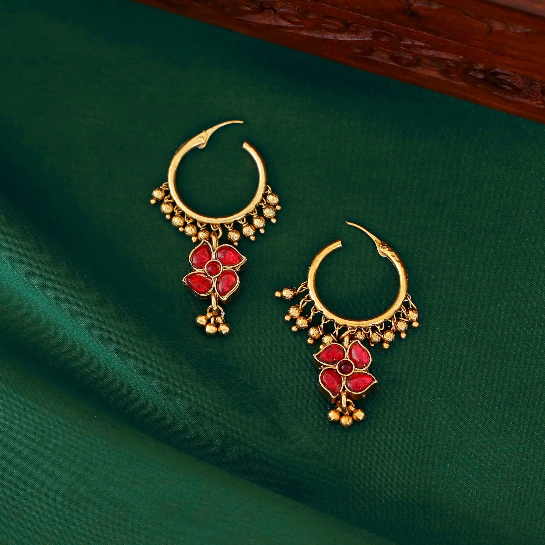 Kriti Floral Beads Reversible Hoop Earring