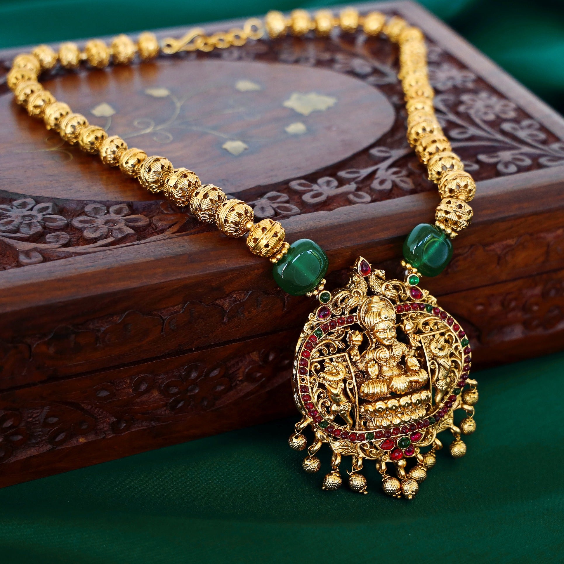 Rishita Golden Lakshmi Long Haram With Jhumka