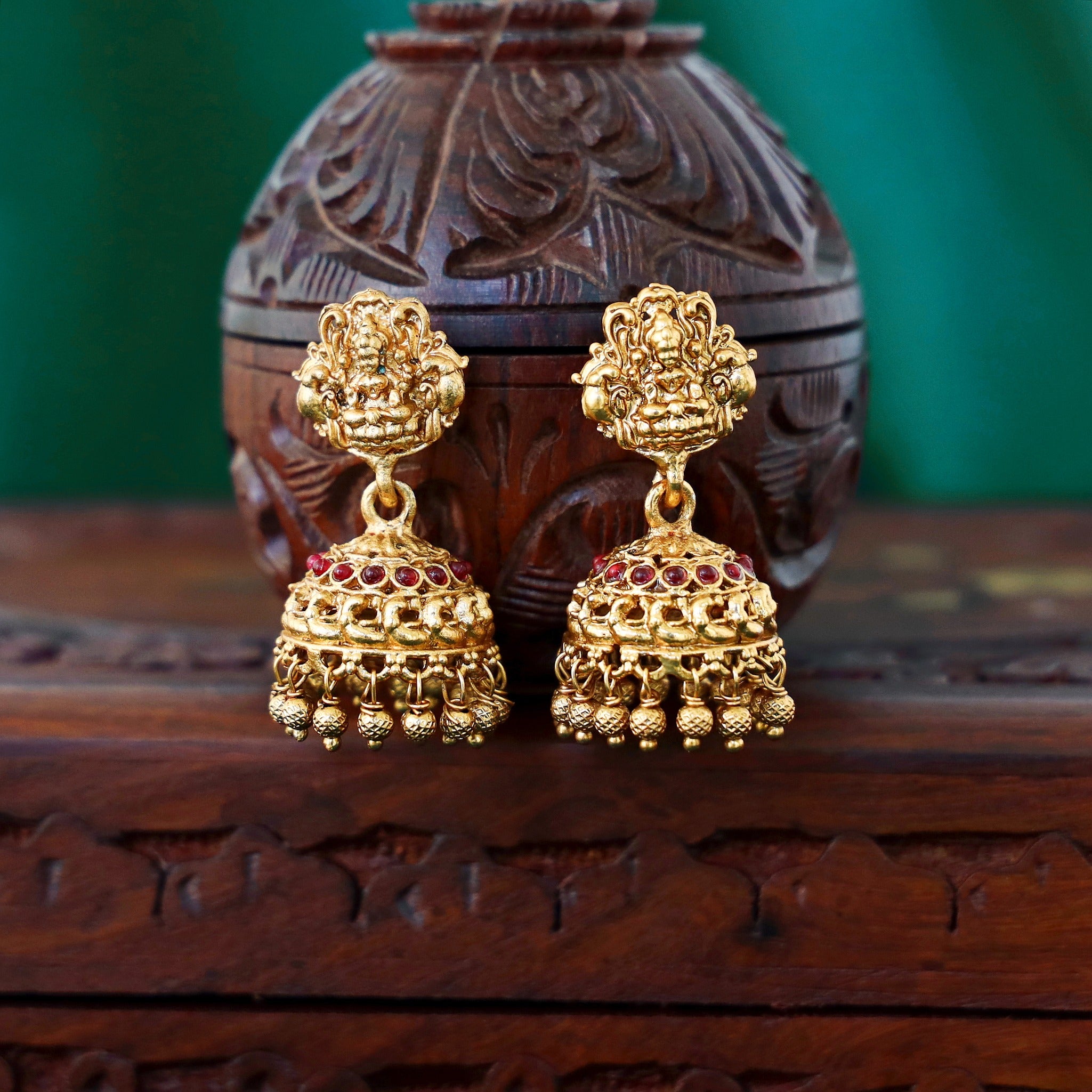 Rishita Golden Lakshmi Long Haram With Jhumka