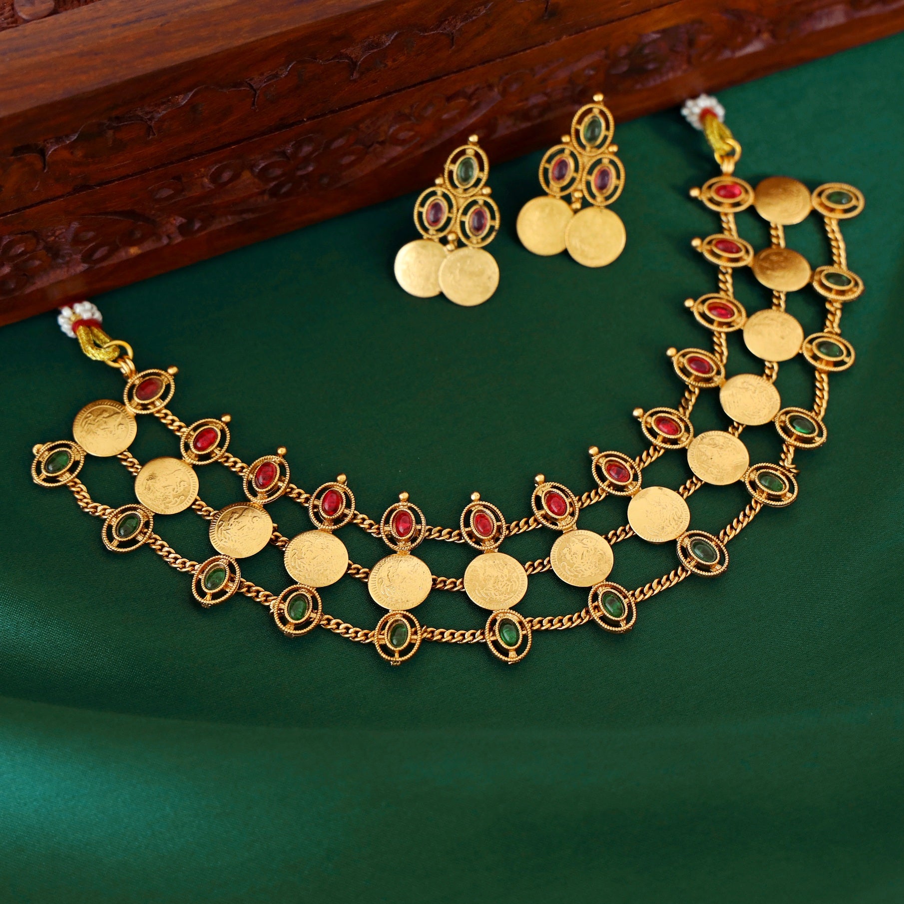 Eswari 3 Layer Coin Neckpiece With Earring