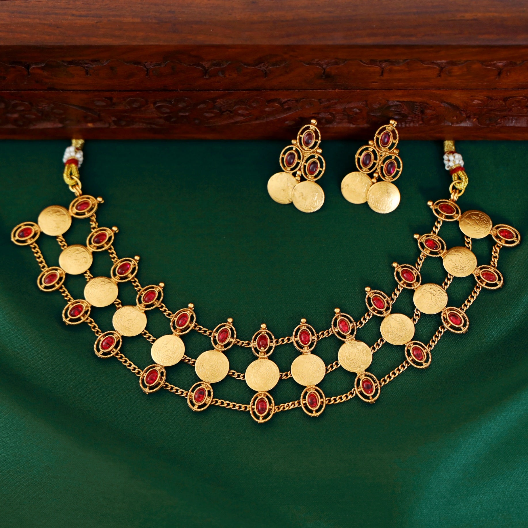 Eswari 3 Layer Coin Neckpiece With Earring