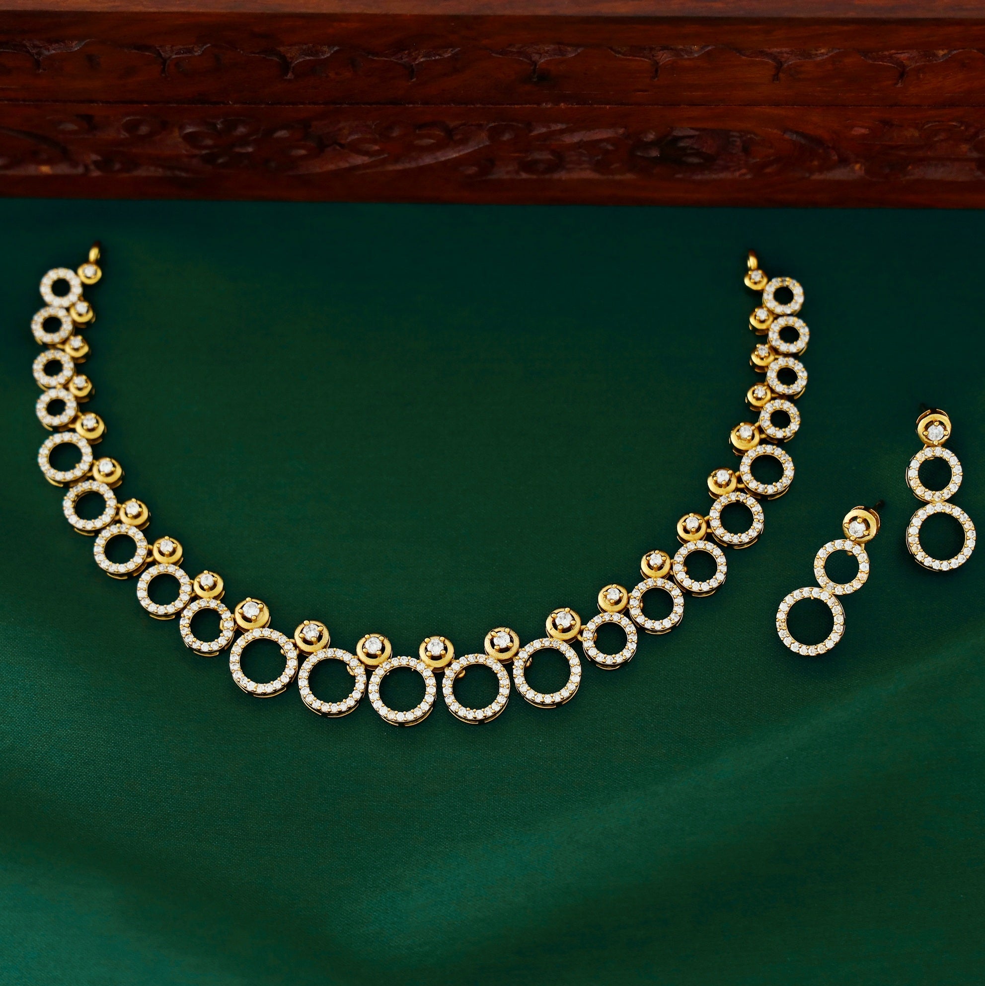 Alekhya AD Stone Circular Neckpiece With Earring