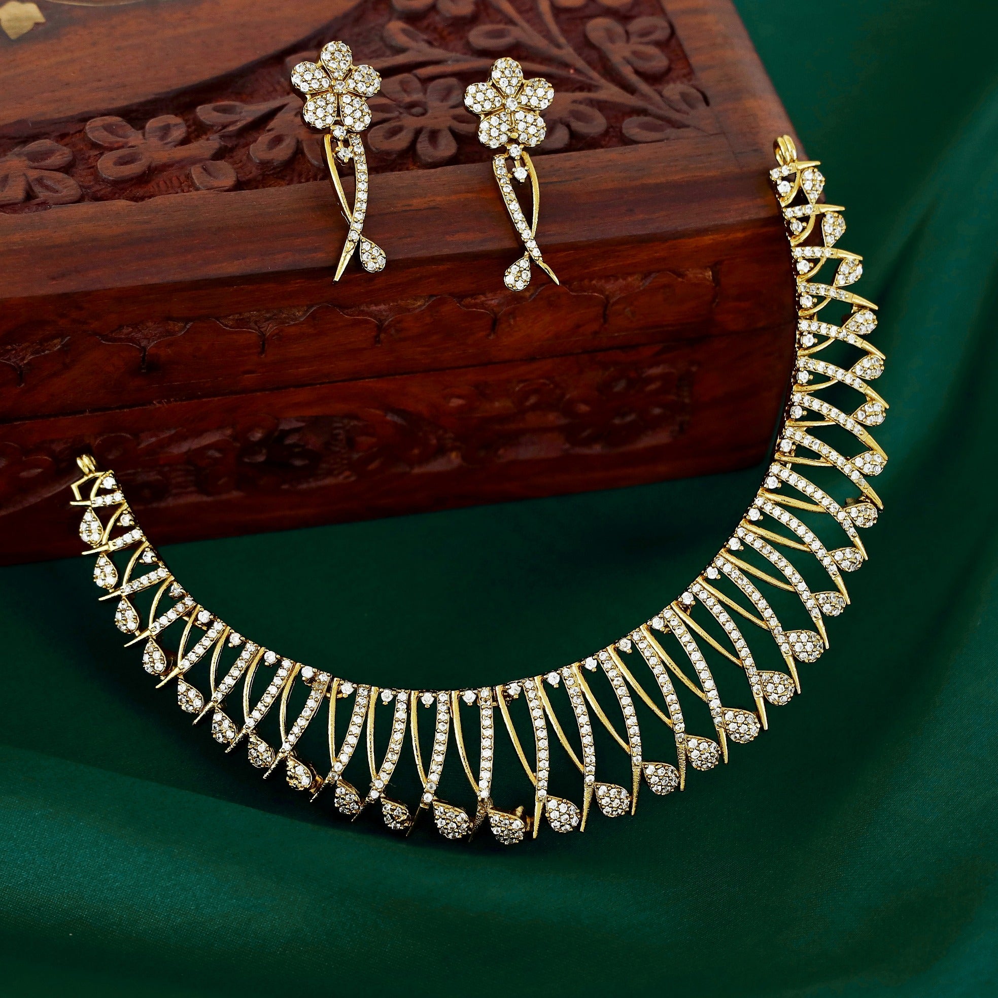 Navya AD Stone Neckpiece With Earring