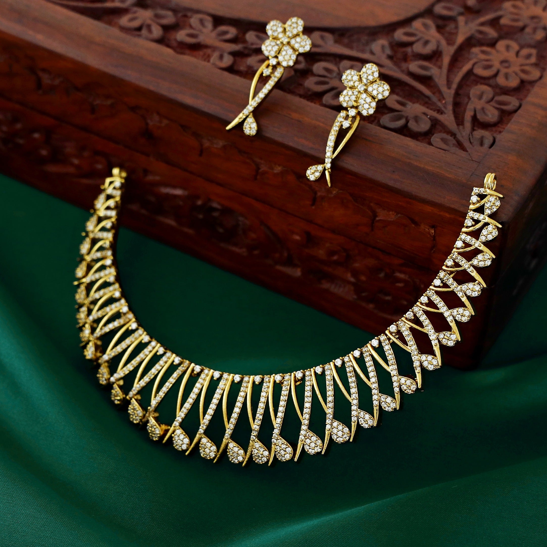 Navya AD Stone Neckpiece With Earring