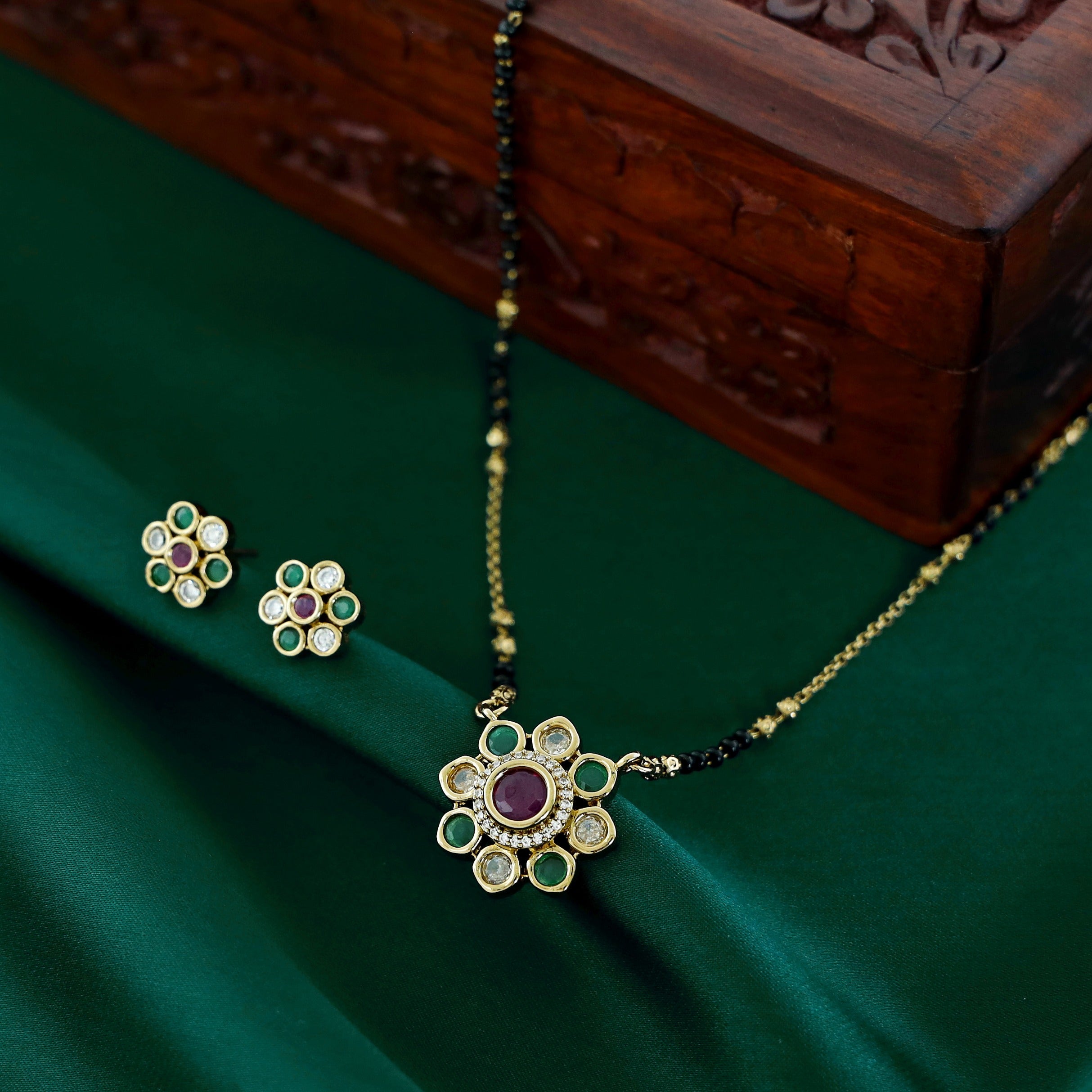 Hansika Flower Mangalsutra With Stud