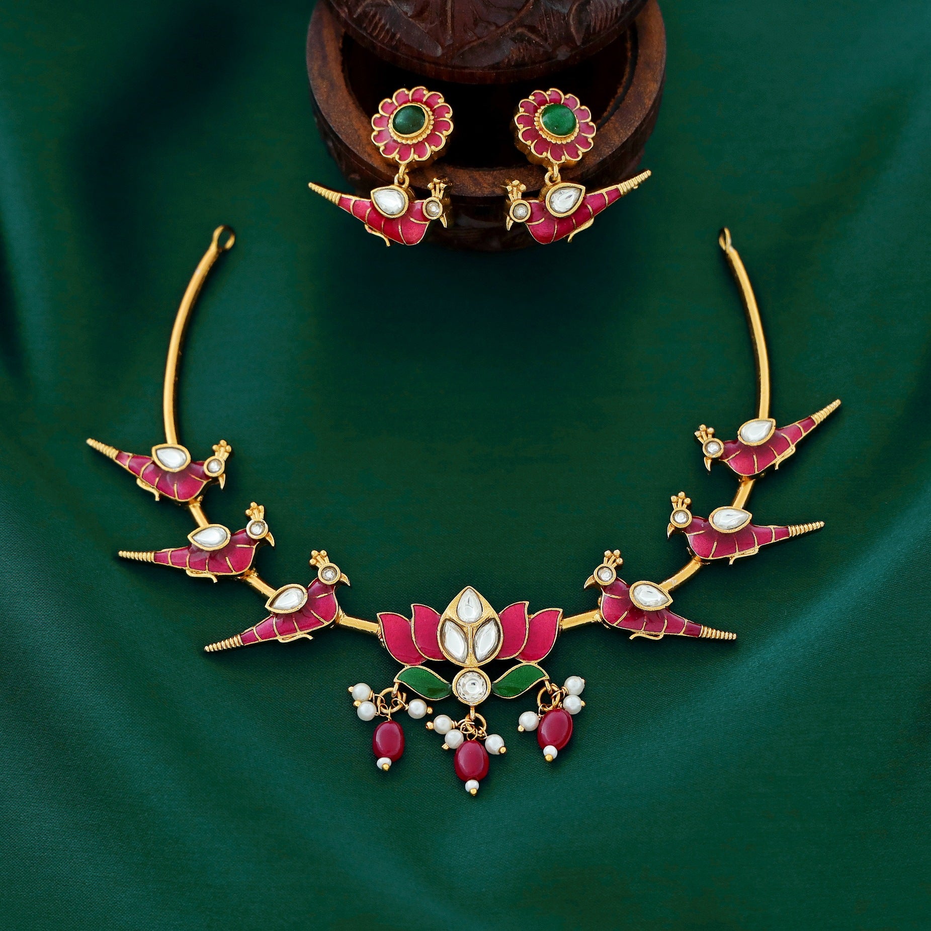 Lotus Bird Neckpiece with Earring