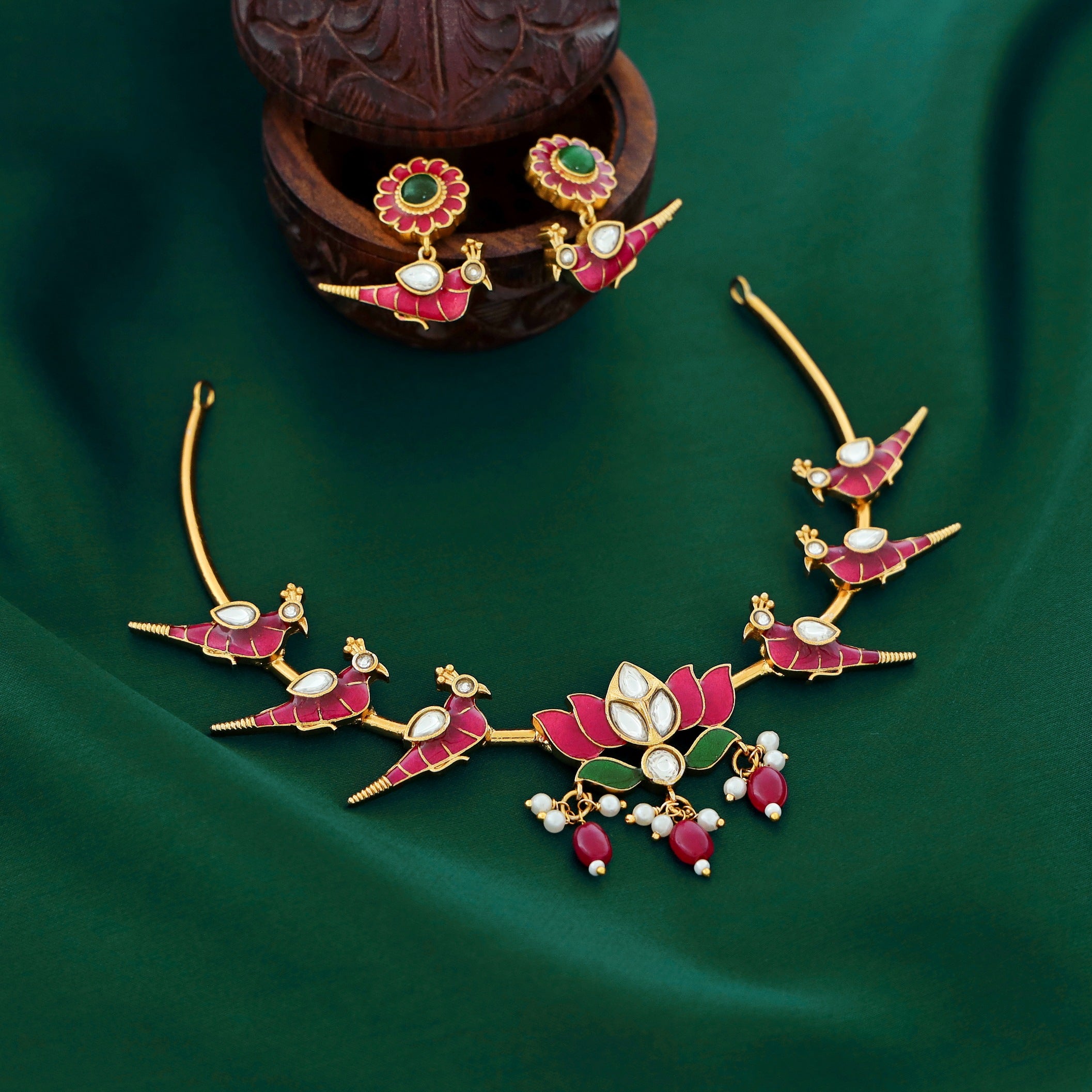 Lotus Bird Neckpiece with Earring