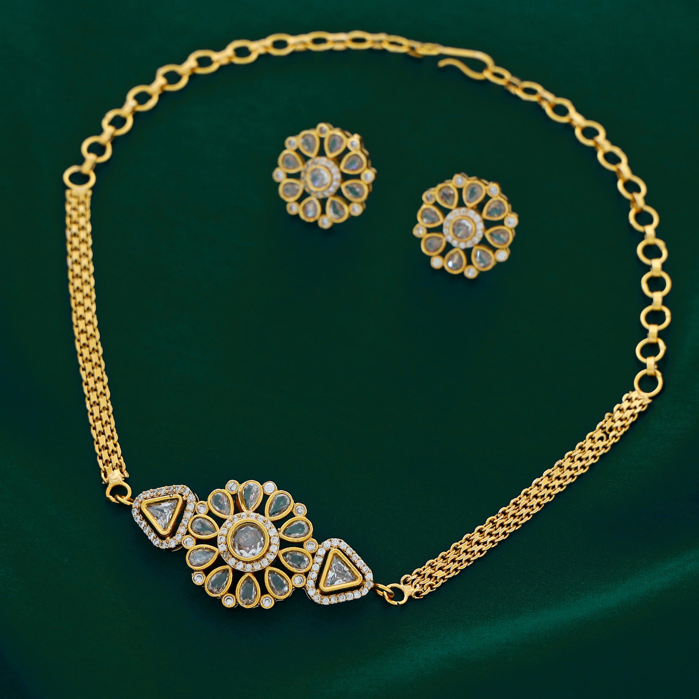 Dhruviha Flower Choker with Earring