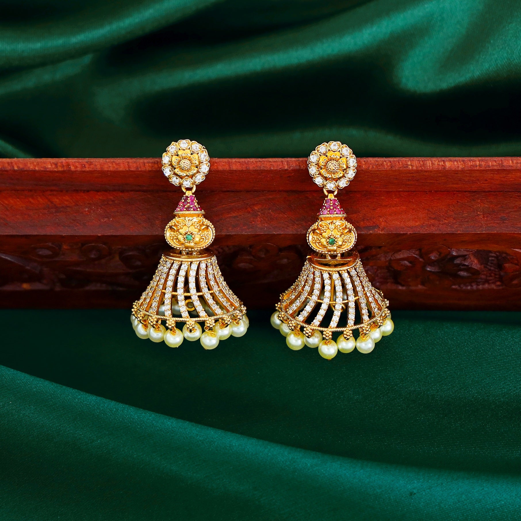 Kashvi Golden Pearl Jhumka