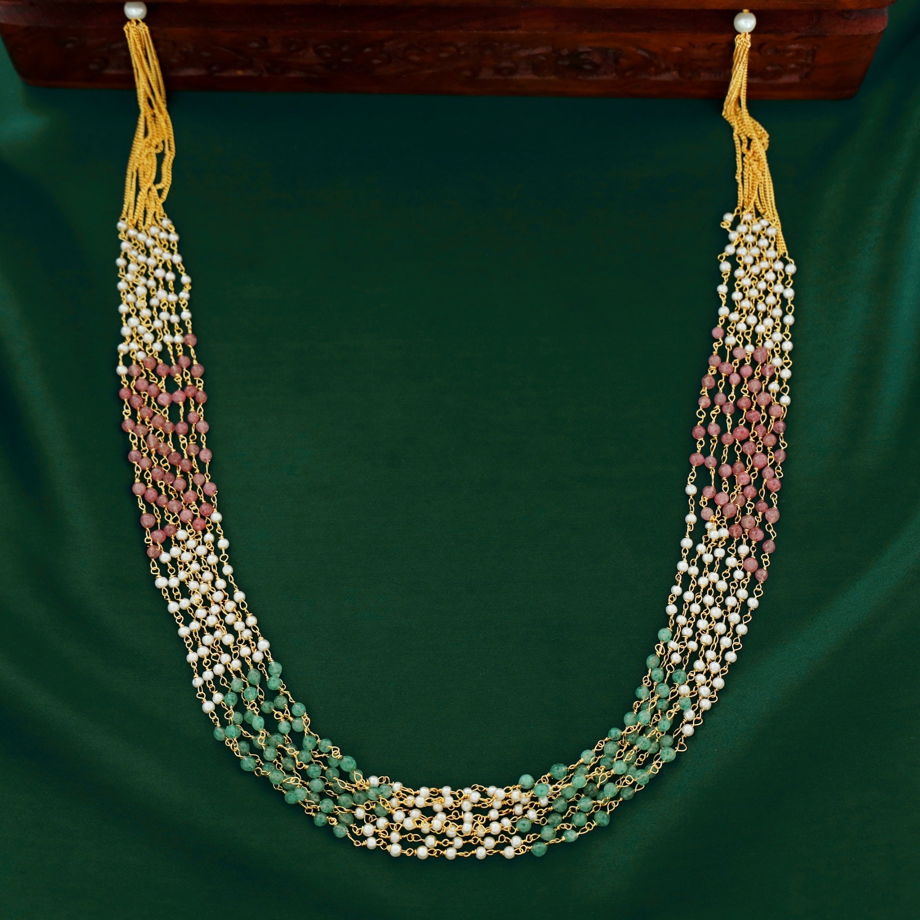 Dipta Reshmi 8 Layer Multicolour Pearl Neckpiece
