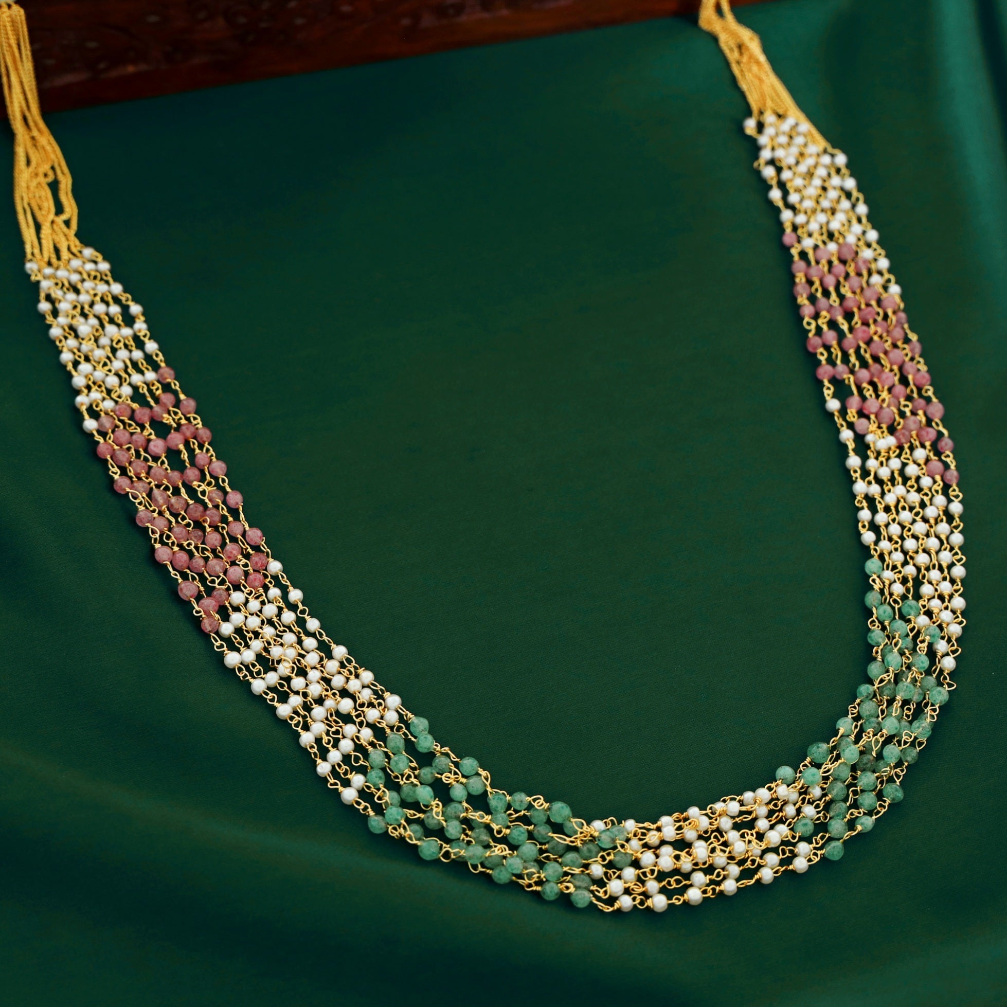 Dipta Reshmi 8 Layer Multicolour Pearl Neckpiece