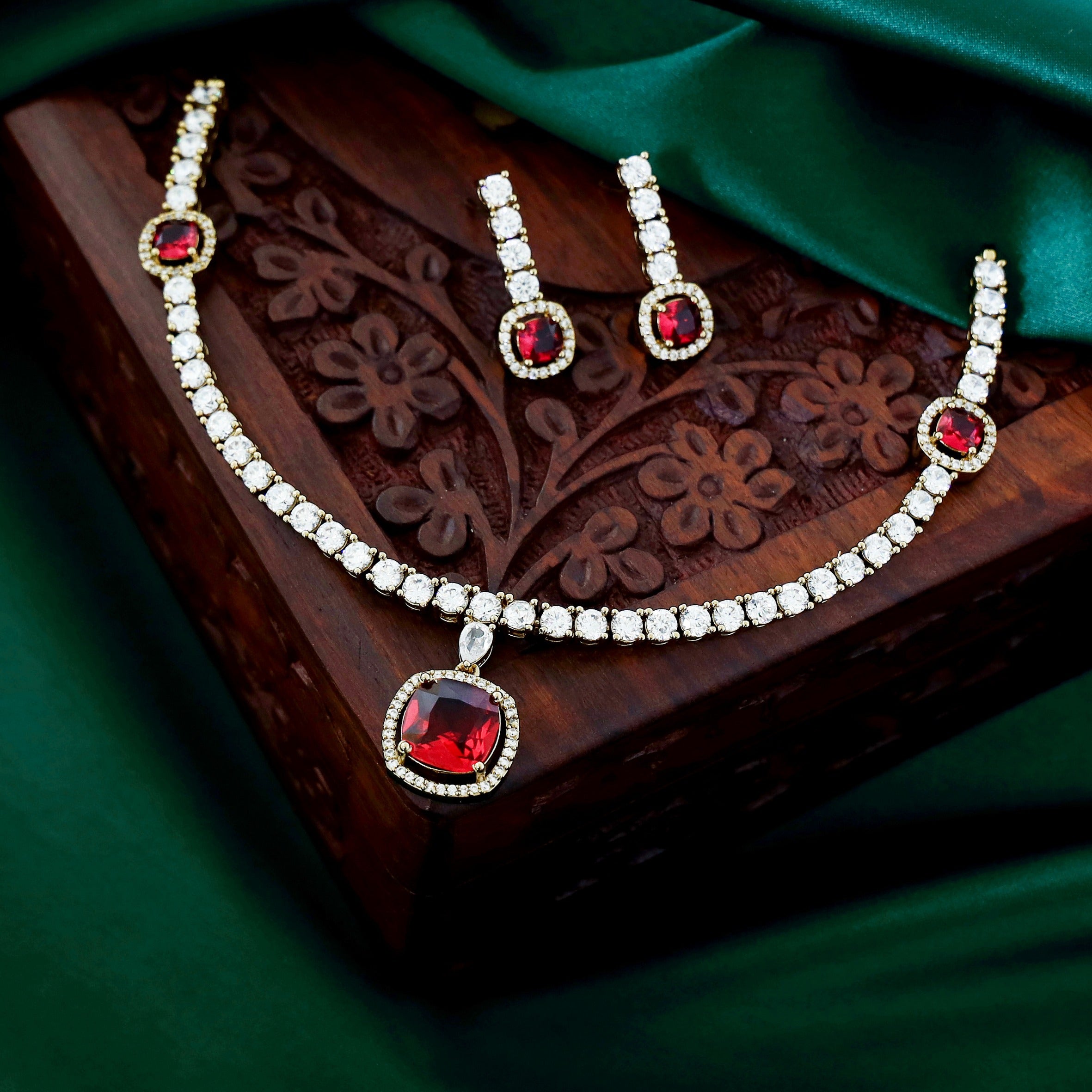 Ragini AD Stone Neckpiece With Earring