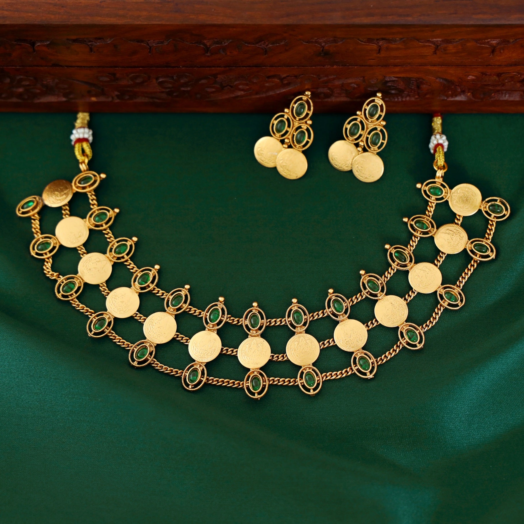 Eswari 3 Layer Coin Neckpiece With Earring