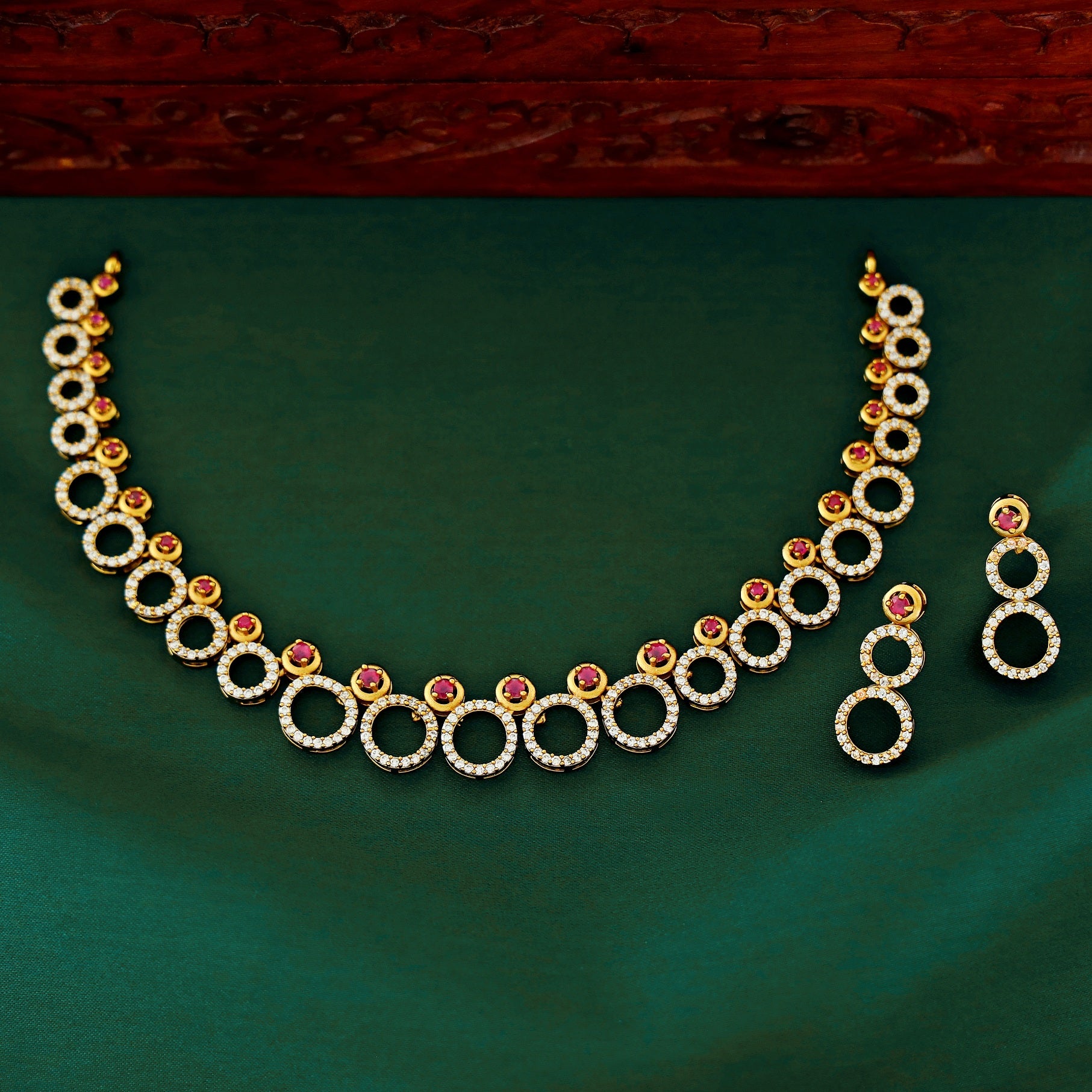 Alekhya AD Stone Circular Neckpiece With Earring