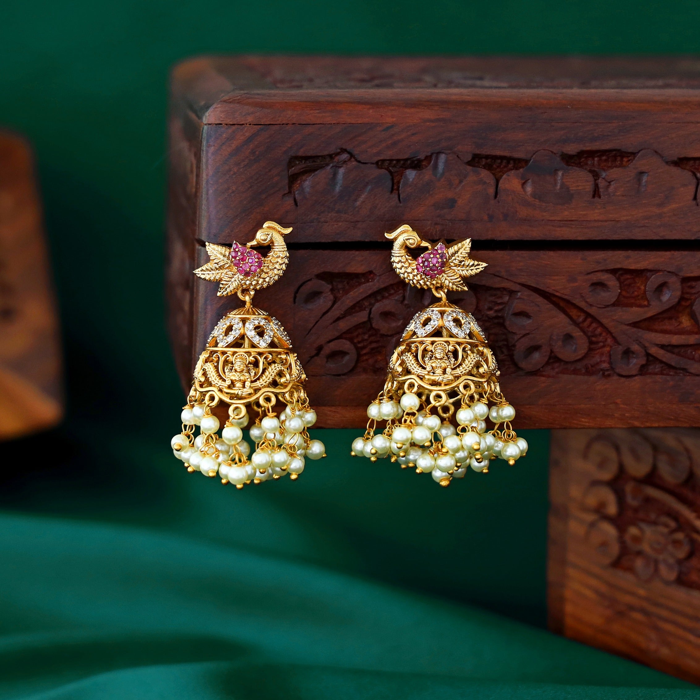 Isvari Pearl Bird Jhumka