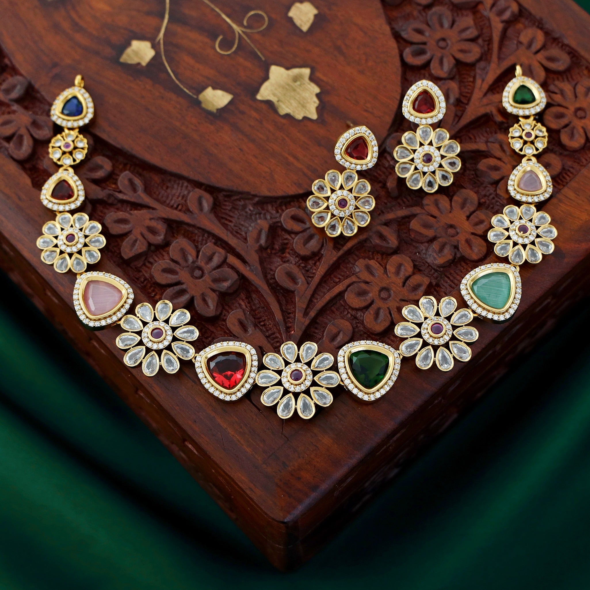 Dhrishita AD Stone Neckpiece With Earring