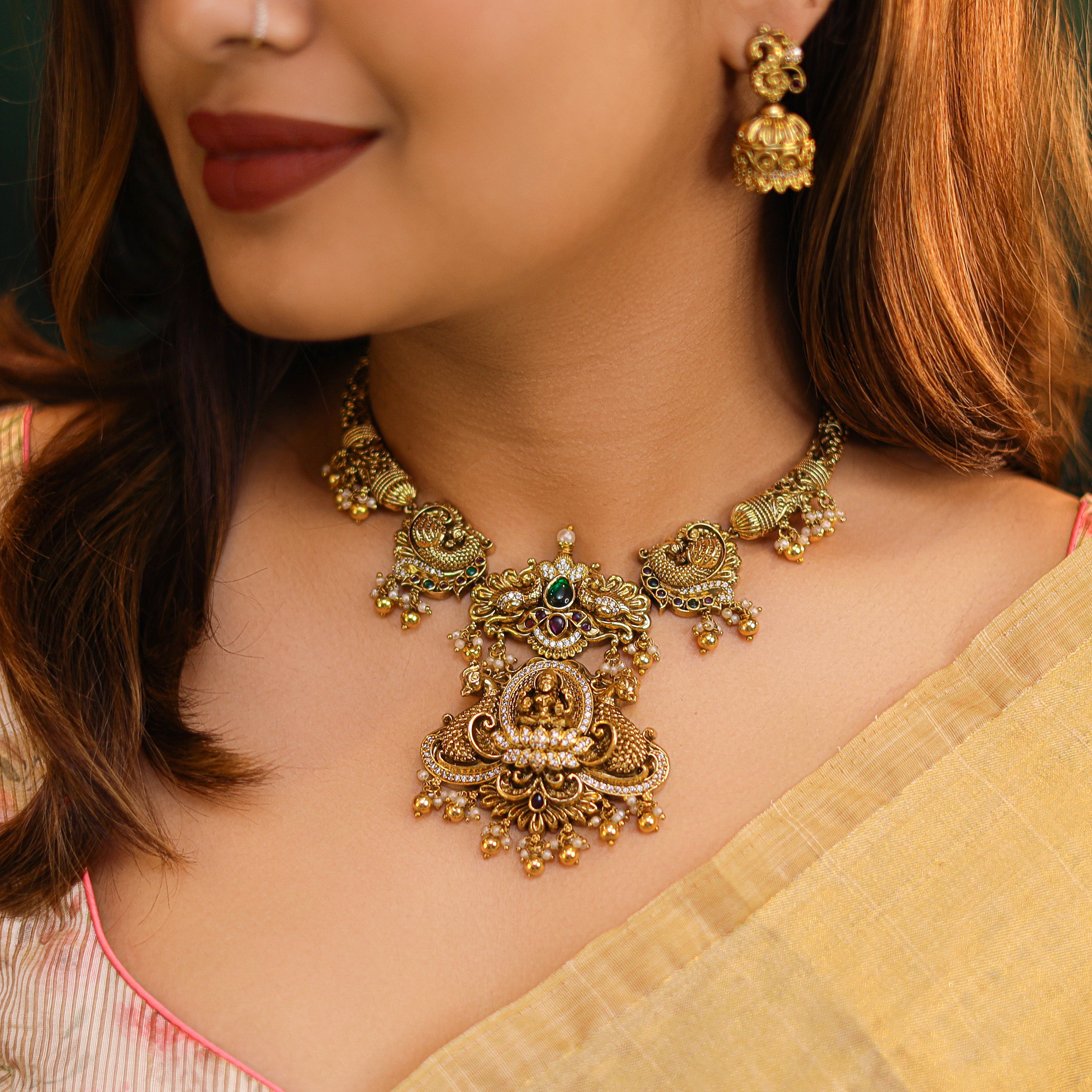 Arpita Devi Premium Neckpiece with Jhumka