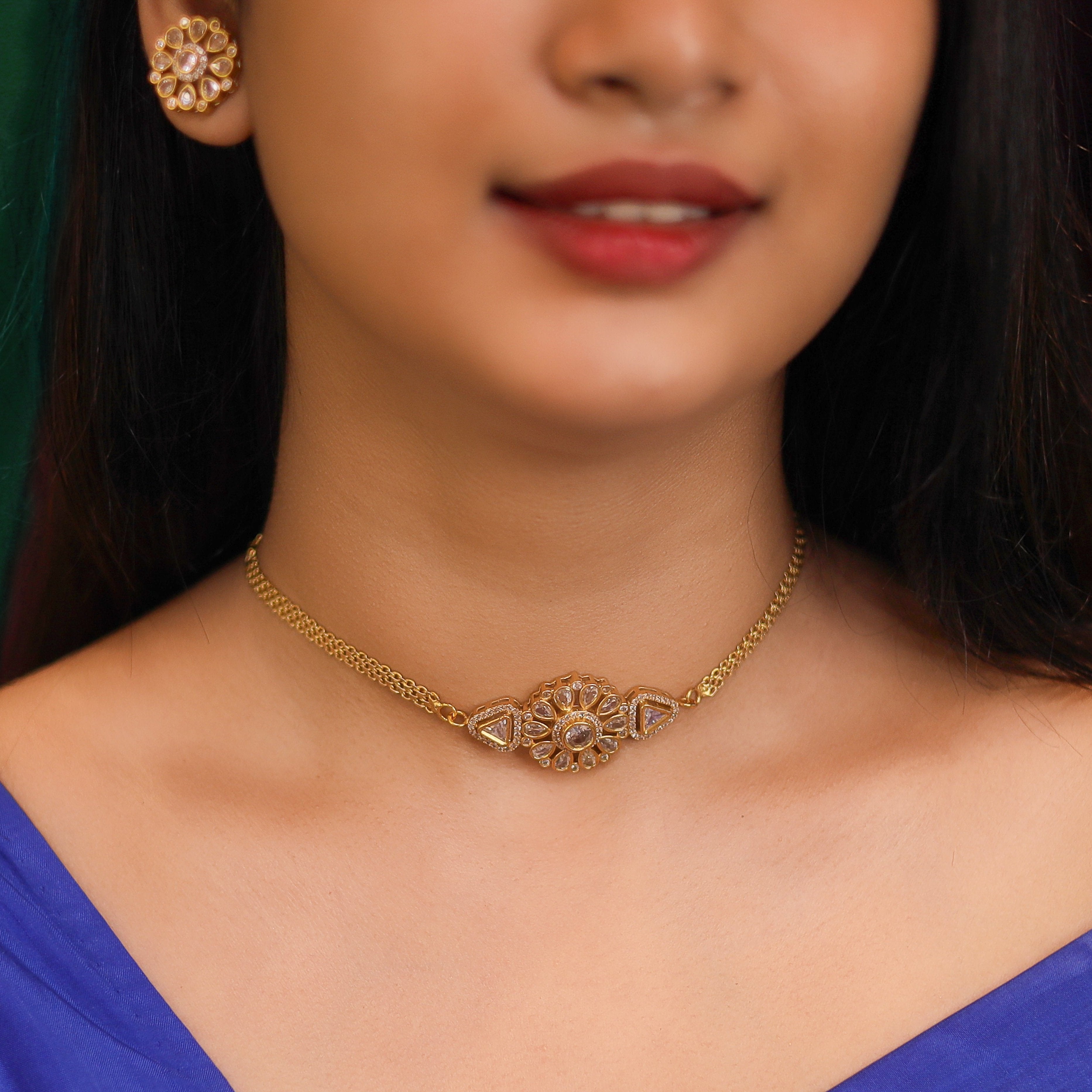 Dhruviha Flower Choker with Earring